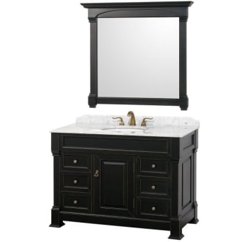 Design House Wyndham Andover Black Single Bathroom Vanity 48" With Oval Sink And 44" Mirror