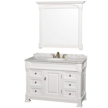 Design House Wyndham Andover White Single Bathroom Vanity 48" With Oval Sink And 44" Mirror