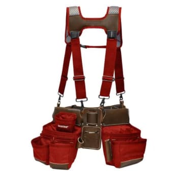 Image for Bucket Boss Leather Hybrid Tool Belt With Suspenders - Red from HD Supply
