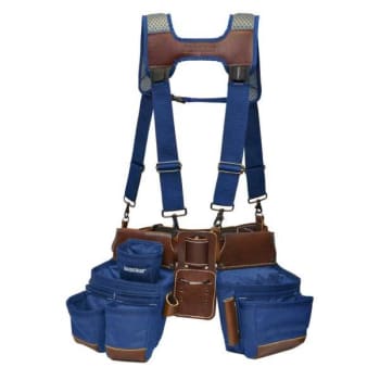 Image for Bucket Boss Leather Hybrid Tool Belt With Suspenders - Blue from HD Supply