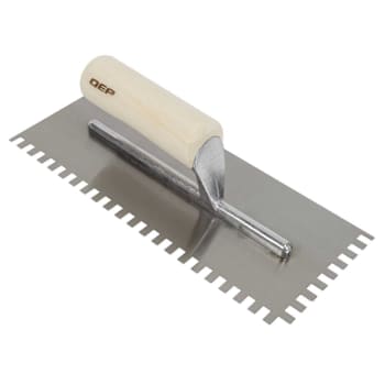 Qep 1/4 In X 3/8 In X 1/4 In Tradition Carbon Steel Square Floor Trowel, Wood