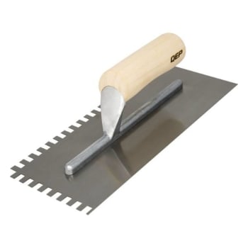Qep 1/4 In X 3/8 In X 1/4 In Tradition Carbon Steel Square Floor Trowel, Wood