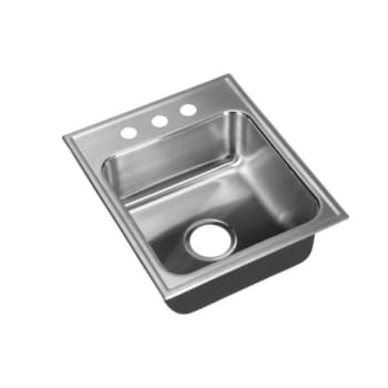 Image for Just Manufacturing, Drop-In Sink, 18 Ga Ss, Faucet Ledge, Od 18x15, 3 Hole from HD Supply