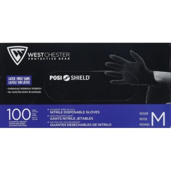 Pip Nitrile Disposable Glove, 5 Mil, Med, Blk, Powder Free, Case Of 100