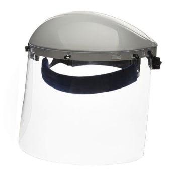 Sellstrom Single Crown Safety Face Shield With Ratchet Headgear, Uncoated Window