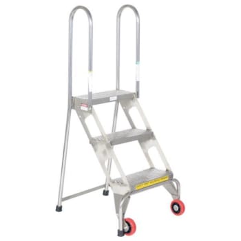 Image for Vestil Folding 3-Step Ladder W/ Wheels (Ss) from HD Supply