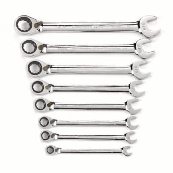 Gearwrench 8 Piece 12 Point Reversible Ratcheting Combination Wrench Set, Sae
