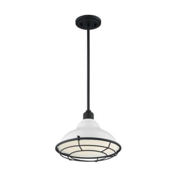 Image for Satco® Newbridge 1 Light Large Pendant Fixture Gloss White Textured Blck Accents from HD Supply