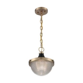 Image for Satco® Faro 1 Light Small Pendant Fixture Burnished Brass, Clear Prismatic Glass from HD Supply
