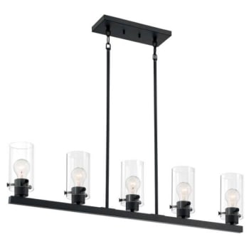 Image for Satco® Sommerset 5 Light Island Pendant Fixture, Matte Black, Clear Glass from HD Supply