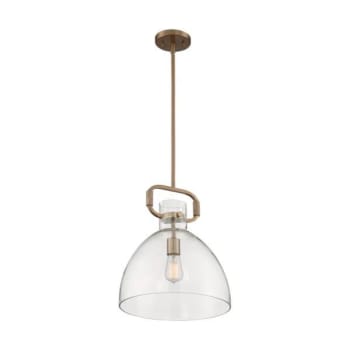 Image for Satco® Teresa 1-Light Bell Pendant Fixture, Burnished Brass, Clear Glass from HD Supply