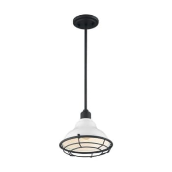 Image for Satco® Newbridge 1 Light Small Pendant Fixture Gloss White, Black Accents from HD Supply