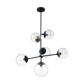 Image for Satco® Sky 6 Light Pendant Fixture, Matte Black Finish Clear Glass from HD Supply