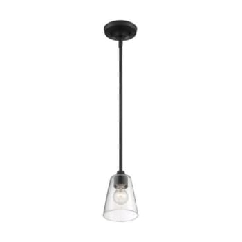 Image for Satco® Bransel 1 Light Mini Pendant Fixture, Matte Black, Clear Seeded Glass from HD Supply
