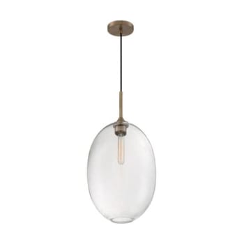 Image for Satco® Aria 1-Light Large Pendant Fixture, Burnished Brass, Clear Seeded Glass from HD Supply