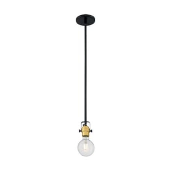 Image for Satco® Mantra 1 Light Mini Pendant Fixture, Black, Brushed Brass Sockets from HD Supply