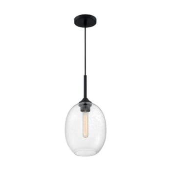 Image for Satco® Aria 1-Light Small Pendant Fixture, Matte Black, Clear Seeded Glass from HD Supply