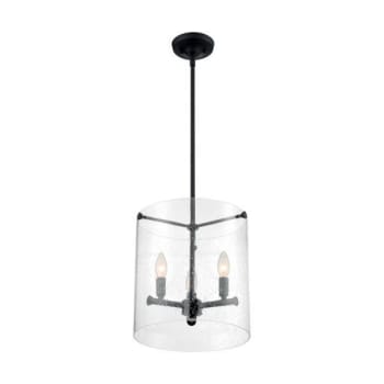 Image for Satco® Bransel 3 Light Pendant Fixture, Matte Black, Clear Seeded Glass from HD Supply