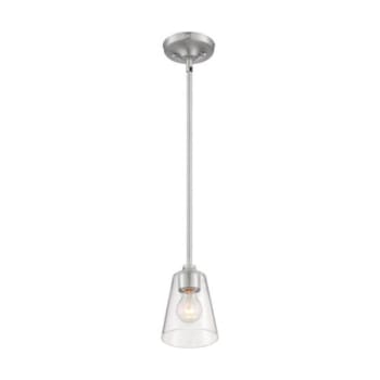 Image for SATCO® Bransel 1 Light Mini Pendant Fixture, Brushed Nickel, Clear Seeded Glass from HD Supply