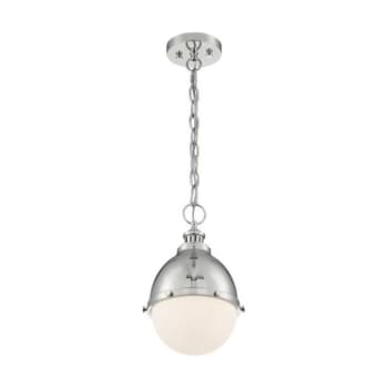 Satco® Ronan 1 Light Small Pendant Fixture, Polished Nickel, Etched Opal Glass