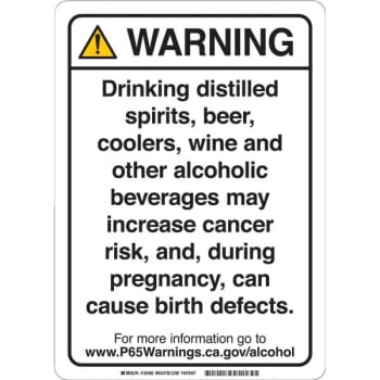 Image for Brady® Prop 65 Regulatory Sign Alcohol 14 X 10 Inch Polystyrene Black On White from HD Supply