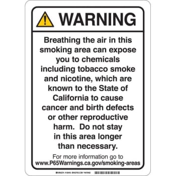 Brady® Prop 65 Regulatory Sign Smoking 14 Inch X 10 Inch Polystyrene Black/Wht