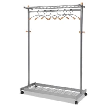 Alba Garment Rack,2-Sided, 2-Shelf, 6 Hanger 44.8x21.67x70.8 Silver Steel/Wood