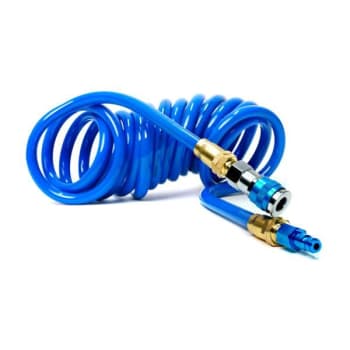 Steelman 15' Coiled 3/8-Inch Id Air Hose With Adapter/Reusable Npt Brass Fitting