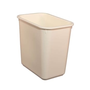 Hapco Essential 8 Quart Rectangular Wastebasket, Rolled Rim, Vanilla,case Of 12