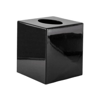 Hapco Lacquerware Boutique Tissue Box Cover With Square Corners,Black,Case Of 12