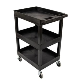 Image for Luxor 24 X 18 Plastic Utility Tub Cart 3 Shelf, Black With Heavy Duty 5 Casters from HD Supply