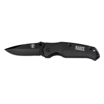 Klein Tools® Black Drop-Point Blade Pocket Knife