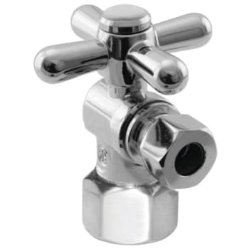 Westbrass Angle Stop, 1/2 In. Ips X 3/8 In. Od - 1/4-Turn Cross Handle, Chrome