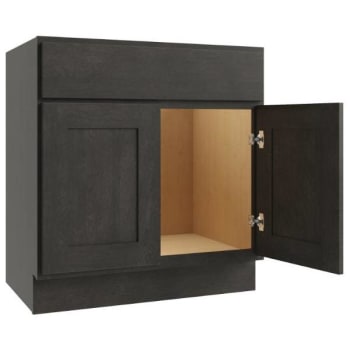 CNC Cabinetry 30" W 2 Door Vanity Sink Base Cabinet, Luxor Smoky Grey