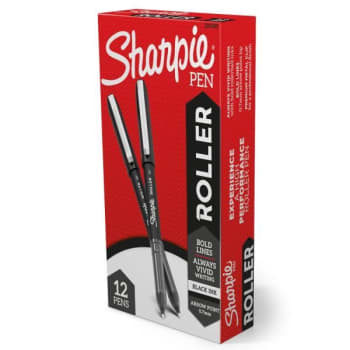 Sharpie® Roller Pens, Arrow Point, 0.7 Mm, Black Barrel, Blue Ink, Package Of 12