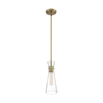 Image for SATCO®  Bahari 1 Light Mini Pendant Fixture, Vintage Brass Finish With Clear Glass from HD Supply