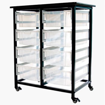 Image for Luxor Mobile Bin Storage Unit - Double Row With Large Clear Bins from HD Supply