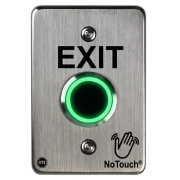 Safety Technology Notouch Stainless Steel Button, Us Single-Gang, Exit Label