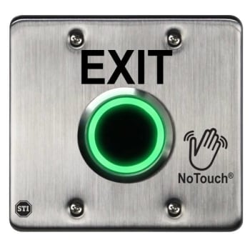 Safety Technology Notouch Stainless Steel Button, Exit Label