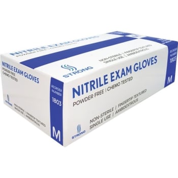 Strong Blue Nitrile Medical Exam Gloves, Medium Package Of 100