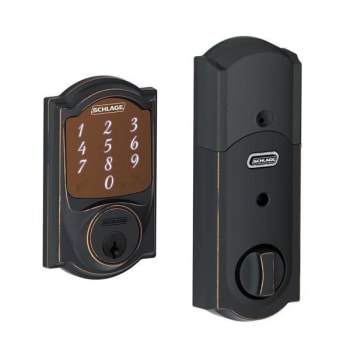 Image for Schlage Residential Smart Keypad Deadbolt Camelot Escutcheon Satin Bronze Finish from HD Supply