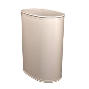 Hapco Essential 14qt Oval Plastic Wastebasket,Built-In Bumpers,Beige,Case Of 8