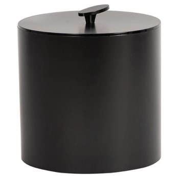 Hapco Contempo 3qt Round Ice Bucket,oval Foiled Knob,black Stainless,case Of 12