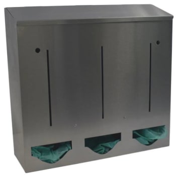 Omnimed Bulk Triple Ppe Dispenser, 18w X5-3/4dx 17h, Polished Stainless Steel
