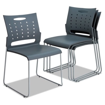 Image for Alera® Continental Series Perforated Back Stacking Chairs, Charcoal Gray, 4 Pkg from HD Supply