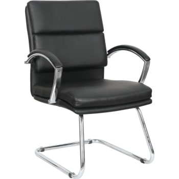 Image for Alera® Neratoli Series Slim Profile Guest Chair, Black Leather, Chrome Frame from HD Supply
