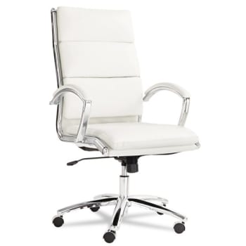 Image for Alera® Neratoli High-Back Swivel/Tilt Chair, White Faux Leather, Chrome Frame from HD Supply