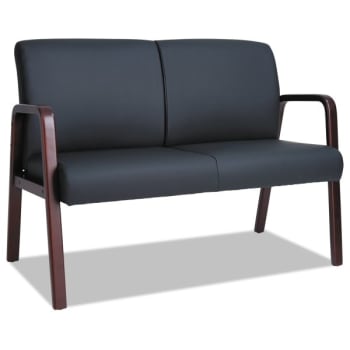 Image for Alera® Reception Lounge Series Wood Loveseat, 44 7/8 x 26 1/8 x33 Black/Mahogany from HD Supply