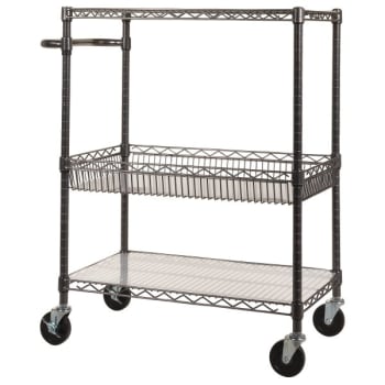 Image for Alera® Three-Tier Wire Rolling Cart, 34w X 18d X 40h, Black Anthracite from HD Supply