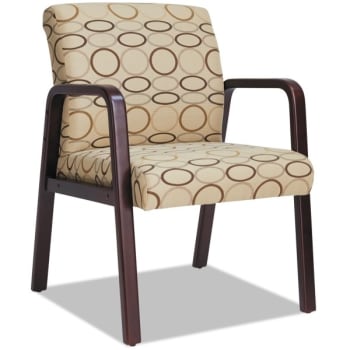 Alera® Reception Lounge Series Guest Chair, Mahogany/Tan Fabric